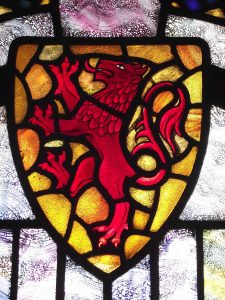 dragon shield window in King Arthur's Great Halls