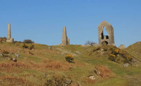 view of ruined mine engine house Caradon Hill, Bodmin Moor